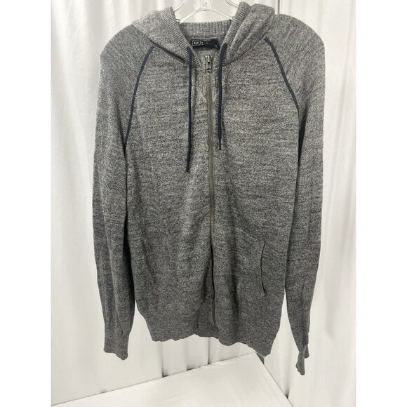 GAP Gray Long Sleeve Full Zip-Up Hoodie Jacket  Mens Size Medium Black Piping - Picture 7 of 11